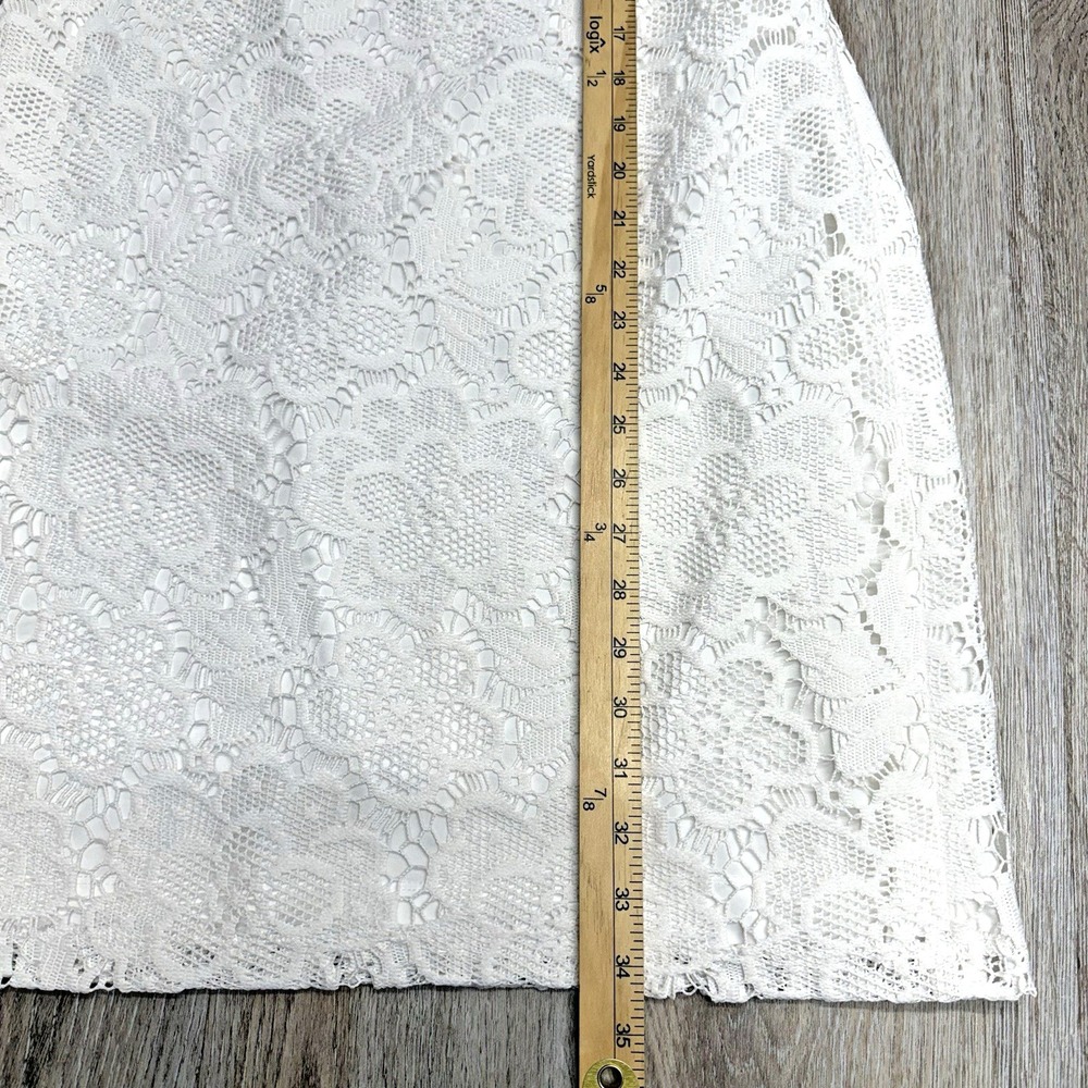 NINE WEST White Lace Dress Womens 10 Lined Knee Length Short Cap Sleeve - Picture 9 of 9